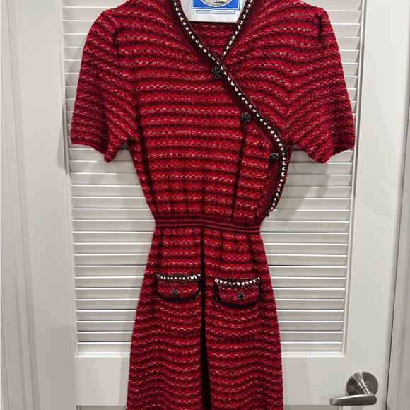 Self-Portrait Red Stripe Knit Dress